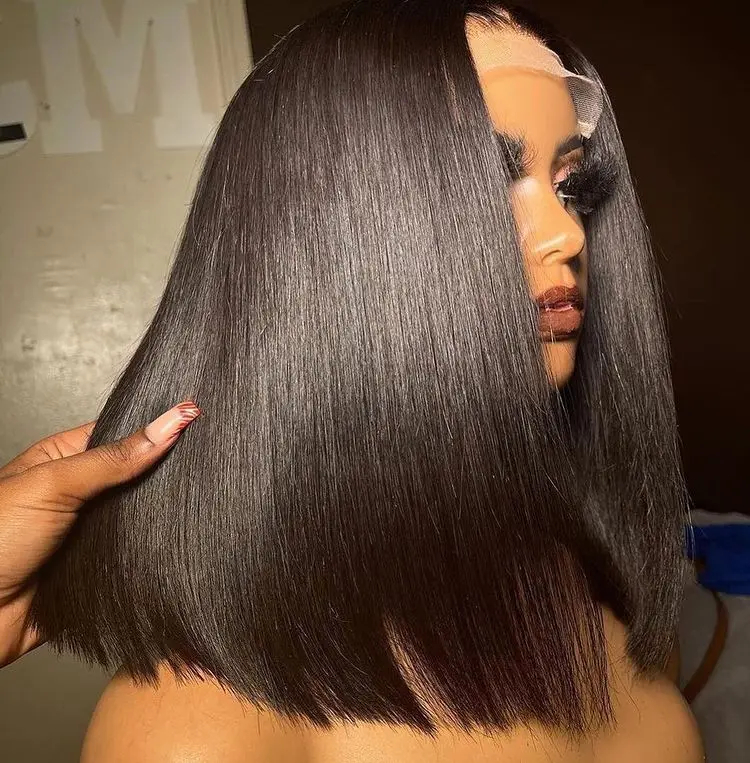 Single Donor Vietnamese Remy Human Hair Bob Wig HD Lace Glueless Natural Color Bone Straight Short Length Women's