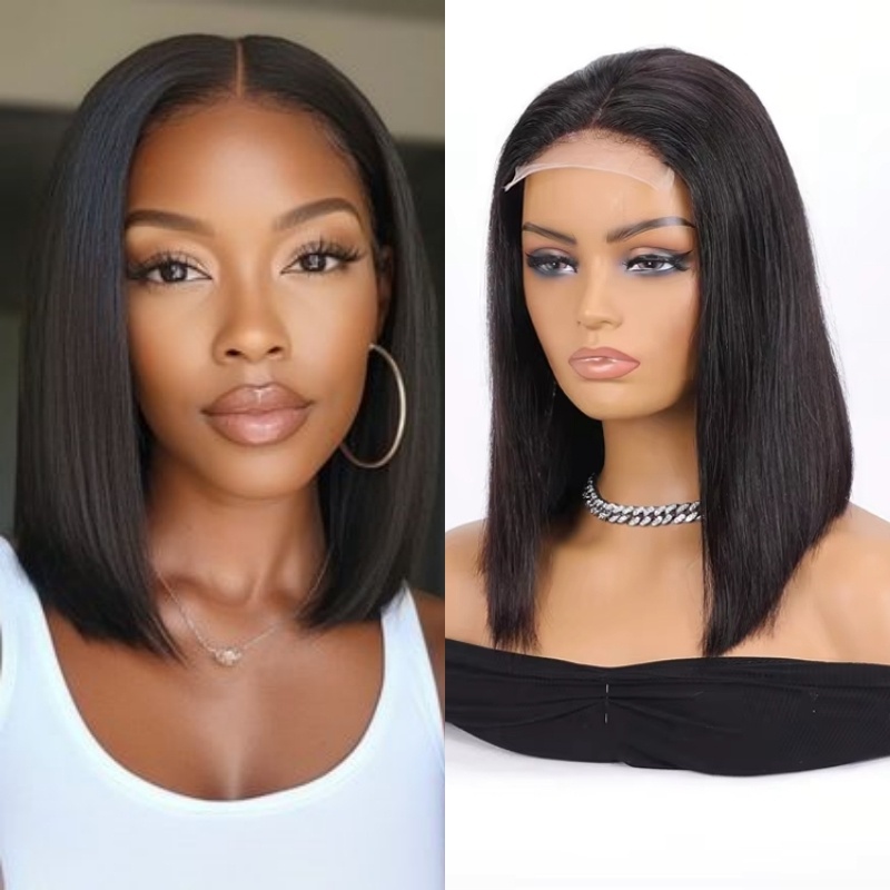 Single Donor Vietnamese Remy Human Hair Bob Wig HD Lace Glueless Natural Color Bone Straight Short Length Women's