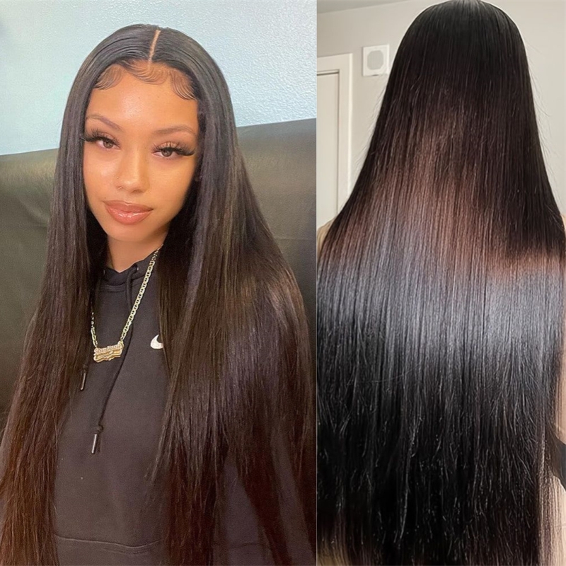 30-38 Inch Blend Straight Lace Front Wigs Human Hair 200% Density 13x4 HD Transparent Wigs Pre Plucked With Baby Hair