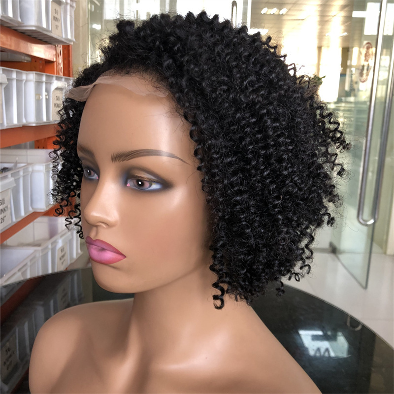 Cheap Short Bob Wigs 5x5 Human Hair Kinky Curly Lace Front Wig Transparent Glueless HD Lace Small Black Women