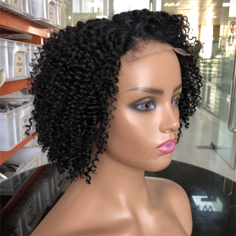 Cheap Short Bob Wigs 5x5 Human Hair Kinky Curly Lace Front Wig Transparent Glueless HD Lace Small Black Women