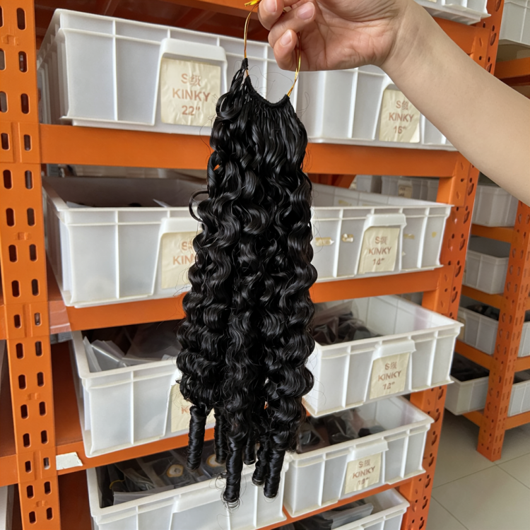 Feather Crochet Remy Human Hair Burmese Curly Vietnamese Extension Pre-Separated Water Wave Bundles for Women