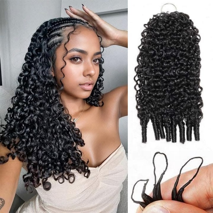 Pre-looped Feather Crochet Human Hair Extension Burmese Curly Wholesale Supply Miracle Knots Crochet Deep Wave Human Hair Bundle