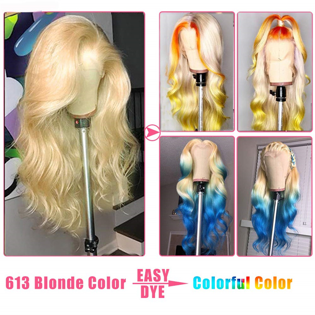 Custom Colored Brazilian Virgin Remy Human Hair Lace Front Wigs with HD Lace Glueless Body Wave 180%-250% Density Medium Length