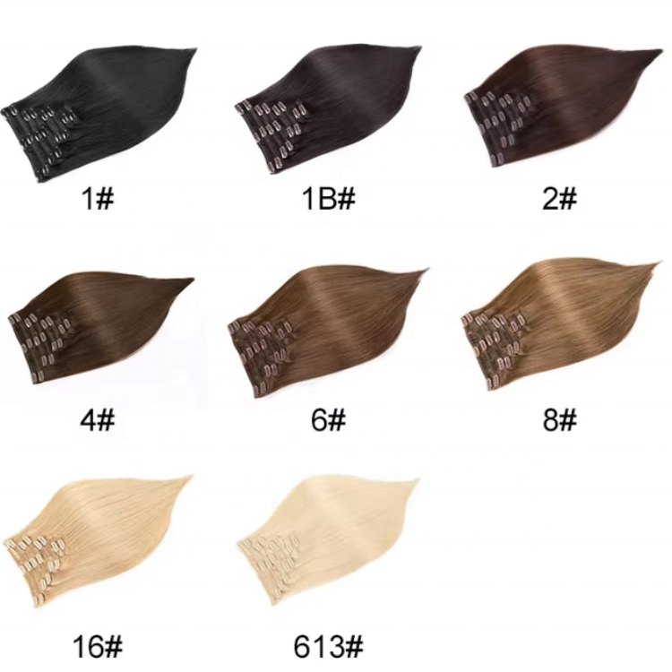 Factory Wholesale Vietnamese Remy Hair Clip-in Extensions 12-26 Inch Women Salon Use Natural Light Colors Machine Double Weft