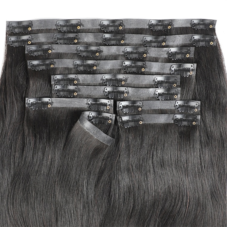 Factory Wholesale Vietnamese Remy Hair Clip-in Extensions 12-26 Inch Women Salon Use Natural Light Colors Machine Double Weft
