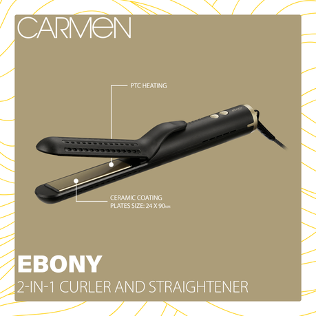Carmen Ebony 2-in-1 Hair Straightener & Curler