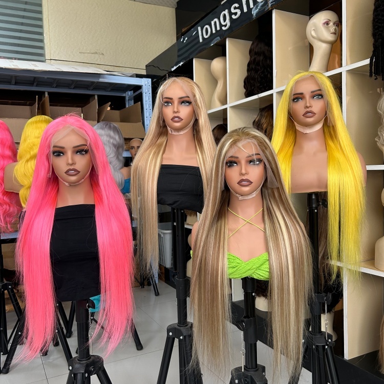 Custom Colored HD Transparent Lace Front Wigs 180% Density Body Wave Remy 100% Human Hair Cambodian for Blonde to Pink