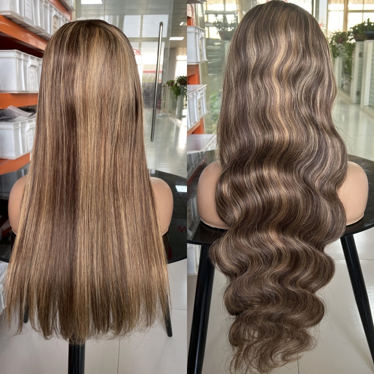 Wholesale Remy Hair Indian Human Hair Glueless Transparent HD Lace Front Wigs Highlight Piano Color Straight