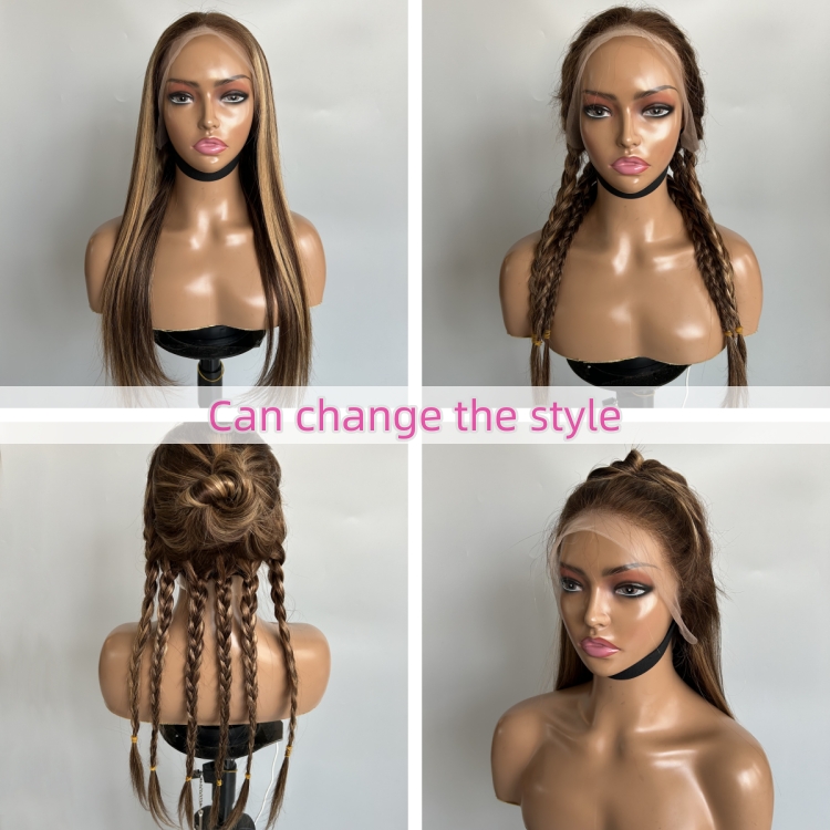 Wholesale Remy Hair Indian Human Hair Glueless Transparent HD Lace Front Wigs Highlight Piano Color Straight