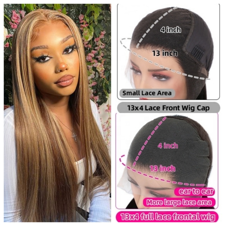 Wholesale Remy Hair Indian Human Hair Glueless Transparent HD Lace Front Wigs Highlight Piano Color Straight