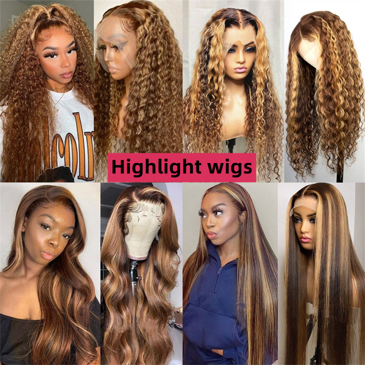 Wholesale Remy Hair Indian Human Hair Glueless Transparent HD Lace Front Wigs Highlight Piano Color Straight