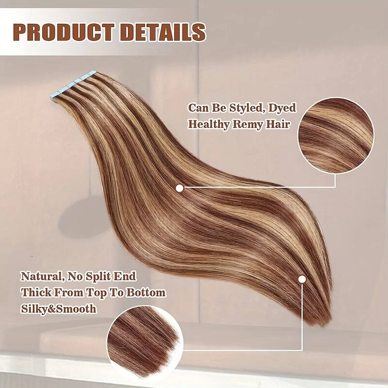 #4/27 Vietnamese Hair Tape-In Remy Hair Extensions Machine Double Weft Full Ends Human Hair