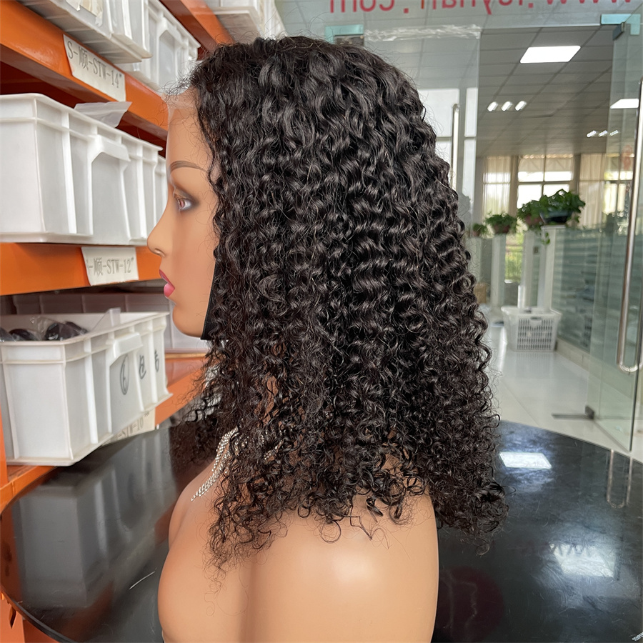Brazilian Virgin Remy 100% Real Human Hair Wig Transparent Lace Front Short Water Wave Bob Natural Deep Wave Style