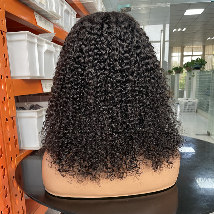 Brazilian Virgin Remy 100% Real Human Hair Wig Transparent Lace Front Short Water Wave Bob Natural Deep Wave Style