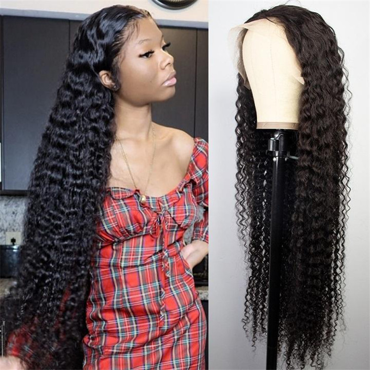 Wholesale Brazilian 13x6 HD Human Hair Wig Deep Wave Curly Long Swiss Lace Frontal Wigs Transparent Lace Front 13*4 HD Wig