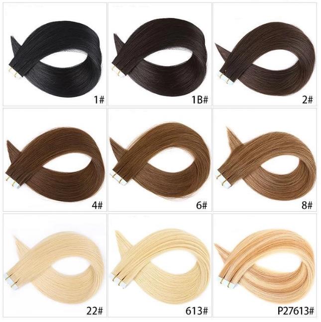 #99J Burgundy Vietnamese Remy Human Hair Extensions with Invisible Skin Wefts Machine Double Weft Strong Adhesive Tape