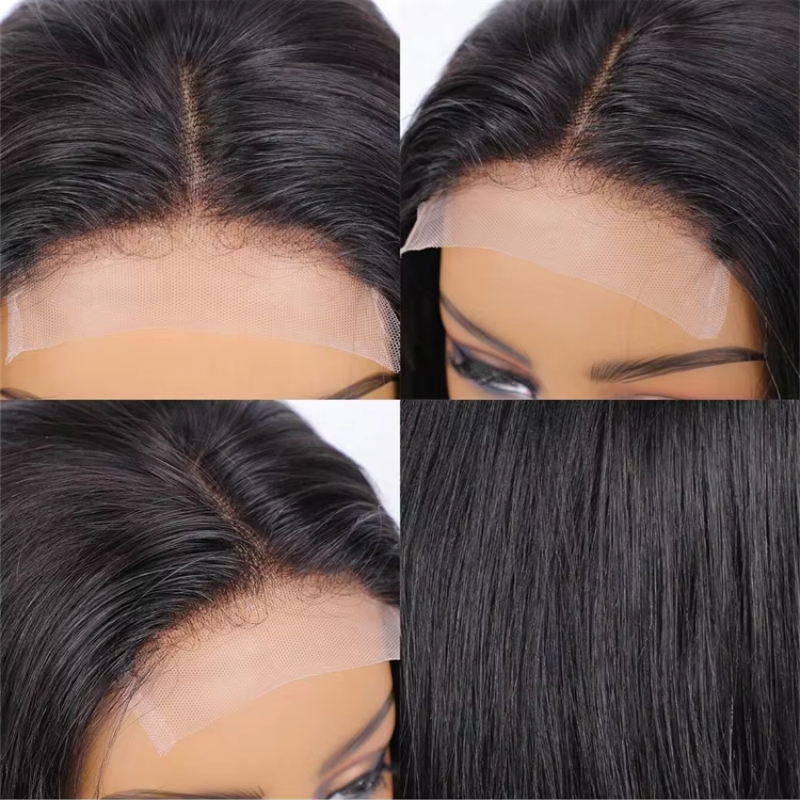 4x4 Closure Short Bob Wig Transparent Lace Front Mink Brazilian Human Hair for Black Women