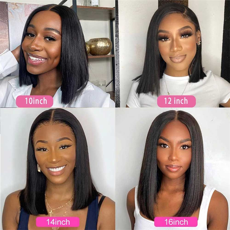 4x4 Closure Short Bob Wig Transparent Lace Front Mink Brazilian Human Hair for Black Women