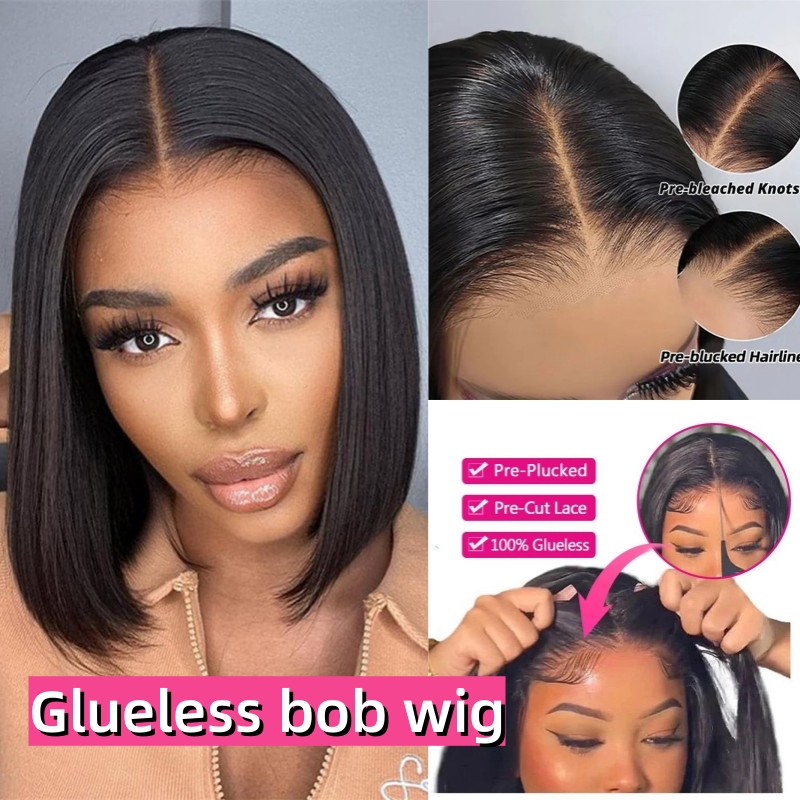 4x4 Closure Short Bob Wig Transparent Lace Front Mink Brazilian Human Hair for Black Women