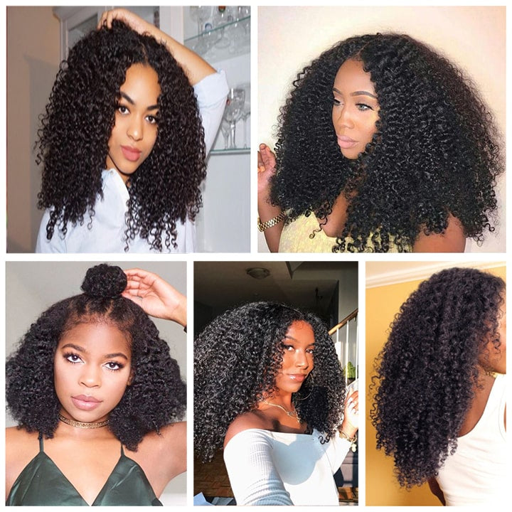 Afro Kinky Curly HD Lace Front Wigs Human Hair Pre Plucked Frontal Transparent for Lace Yaki Raw Peruvian Virgin