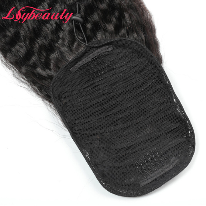 Lsy 100% Brazilian Virgin Human Hair Extension Natural Kinky Straight Drawstring Ponytail 14"-30" Tangle-Free Shedding-Resistant