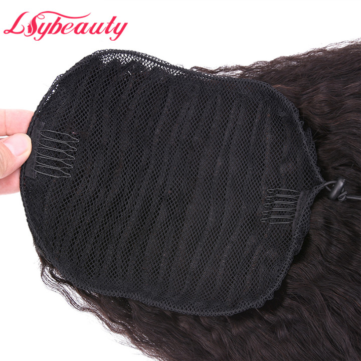Lsy 100% Brazilian Virgin Human Hair Extension Natural Kinky Straight Drawstring Ponytail 14"-30" Tangle-Free Shedding-Resistant