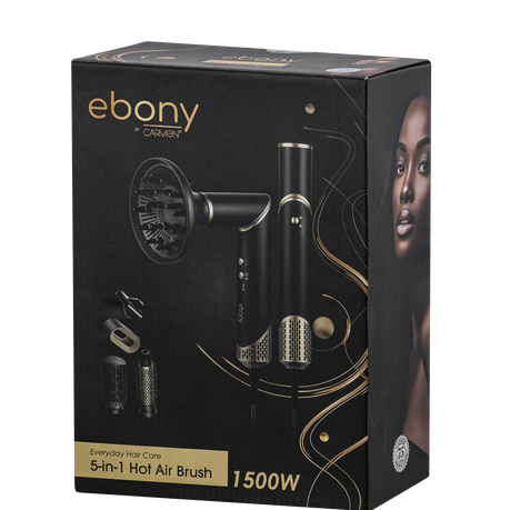 Carmen Ebony 5-in-1 Hot Air Brush Black Gold
