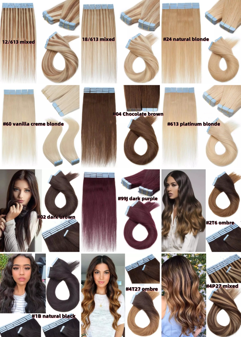 Tape Hair Extension Vietnamese Burmese Remy 100% Human Hair Invisible Double Weft Straight Thick End Chemical-Free Long Length