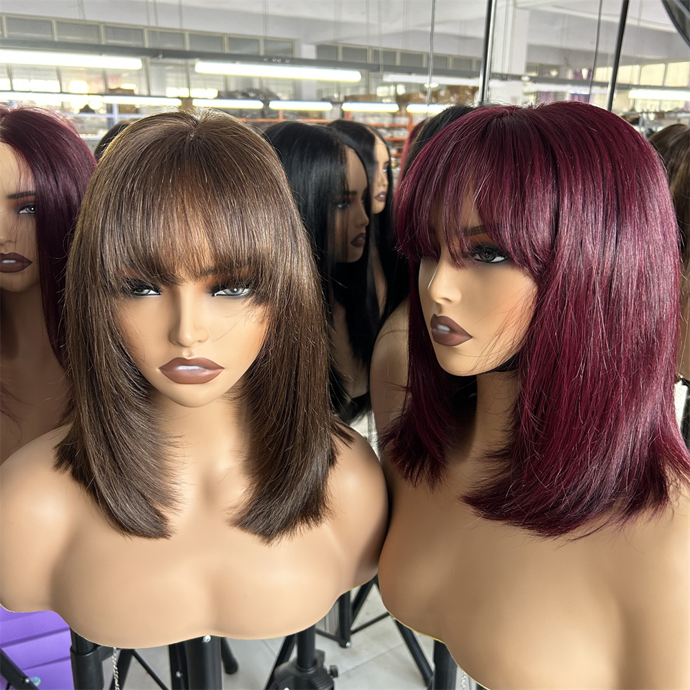 Hot Selling Glueless Wavy Layered Cut Wig Reddish Brown Wear-Go Frontal Lace Front Wigs Women Made Raw Human Pre-Plucked