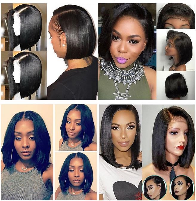 Cheap Wholesale Long for Lace Remy Wig Virgin Brazilian Human Hair 4*4 Transparent Frontal Wigs Straight Bob Women 180%