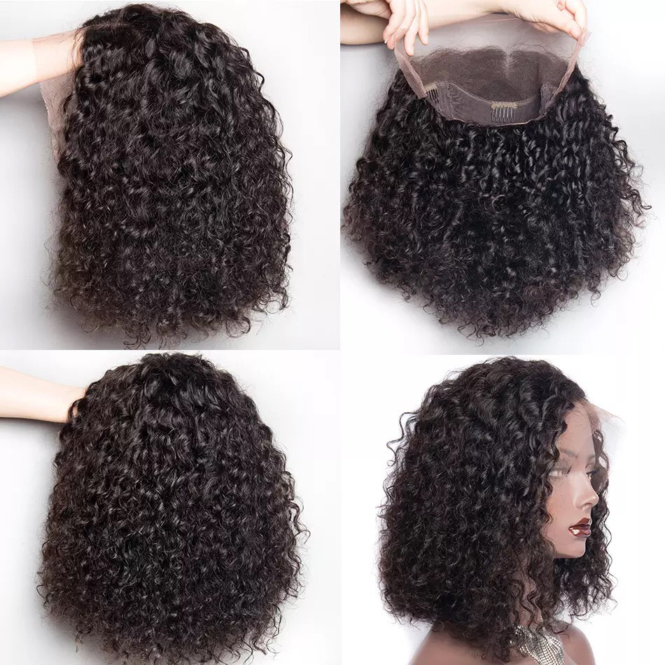 Wholesale Cheap Raw Indian Virgin Curly Human Hair Lace Front Wig with Natural Light Brown for Lace No Shedding
