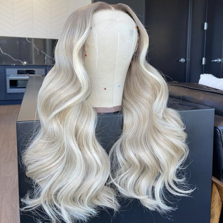 Factory Price Ash Blonde HD Front Remy Hair Wig Custom Length/Color Acceptable Bulk Order High Quality Salon Wholesale Supplier