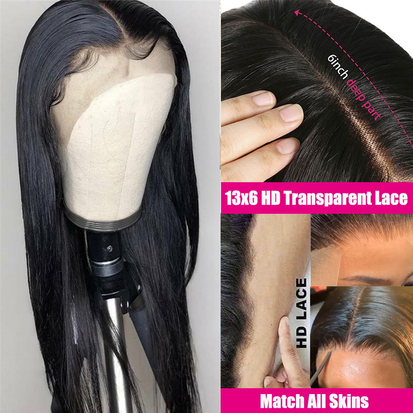 Hot Sale Brazilian Hair HD Transparent for for Closure Deep Wave for Wig 100% Virgin Human 13x4/13x6 Sizes