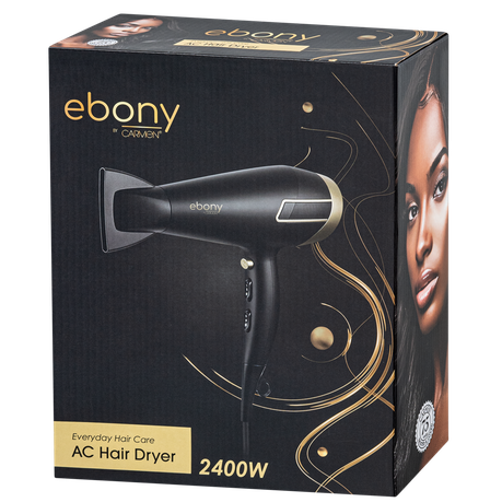 Carmen Ebony 1500W AC Hair Dryer Black Gold