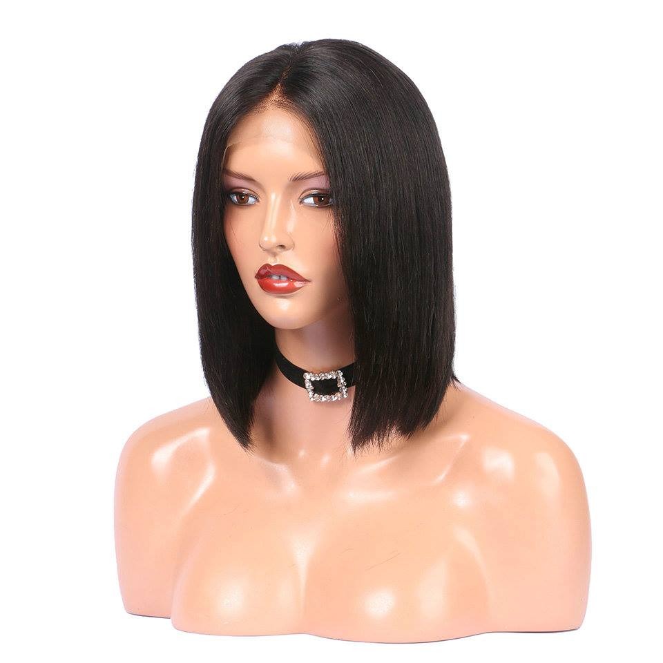 Cheap Wholesale Virgin Brazilian Human Hair 4*4 Frontal Wigs Transparent for 180% Density Straight Bob Short Wigs for Black
