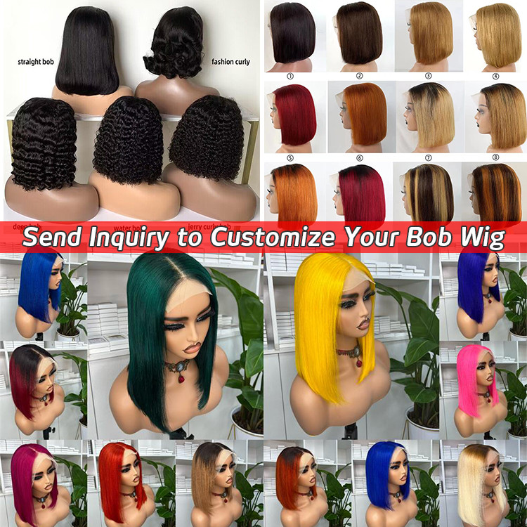 Wholesale Raw Indian Hair Short Bob Lace Front Wigs Glueless for Lace Natural Human Hair 100% Virgin Black Women
