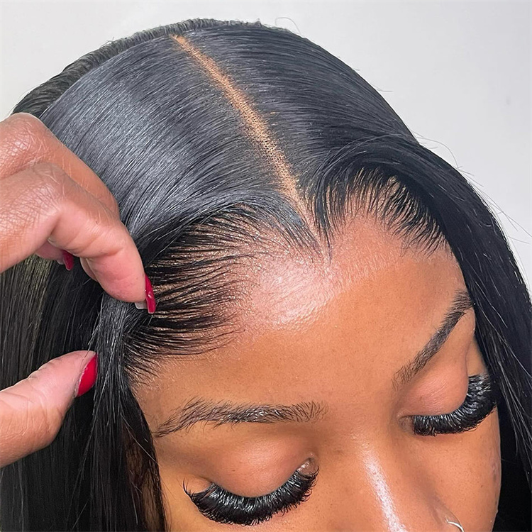 Lagos Hairline Raw Indian Human Hair for Lace Front Wig Transparent High Density Deep Wave Baby Hair Long 10A-12A Grade