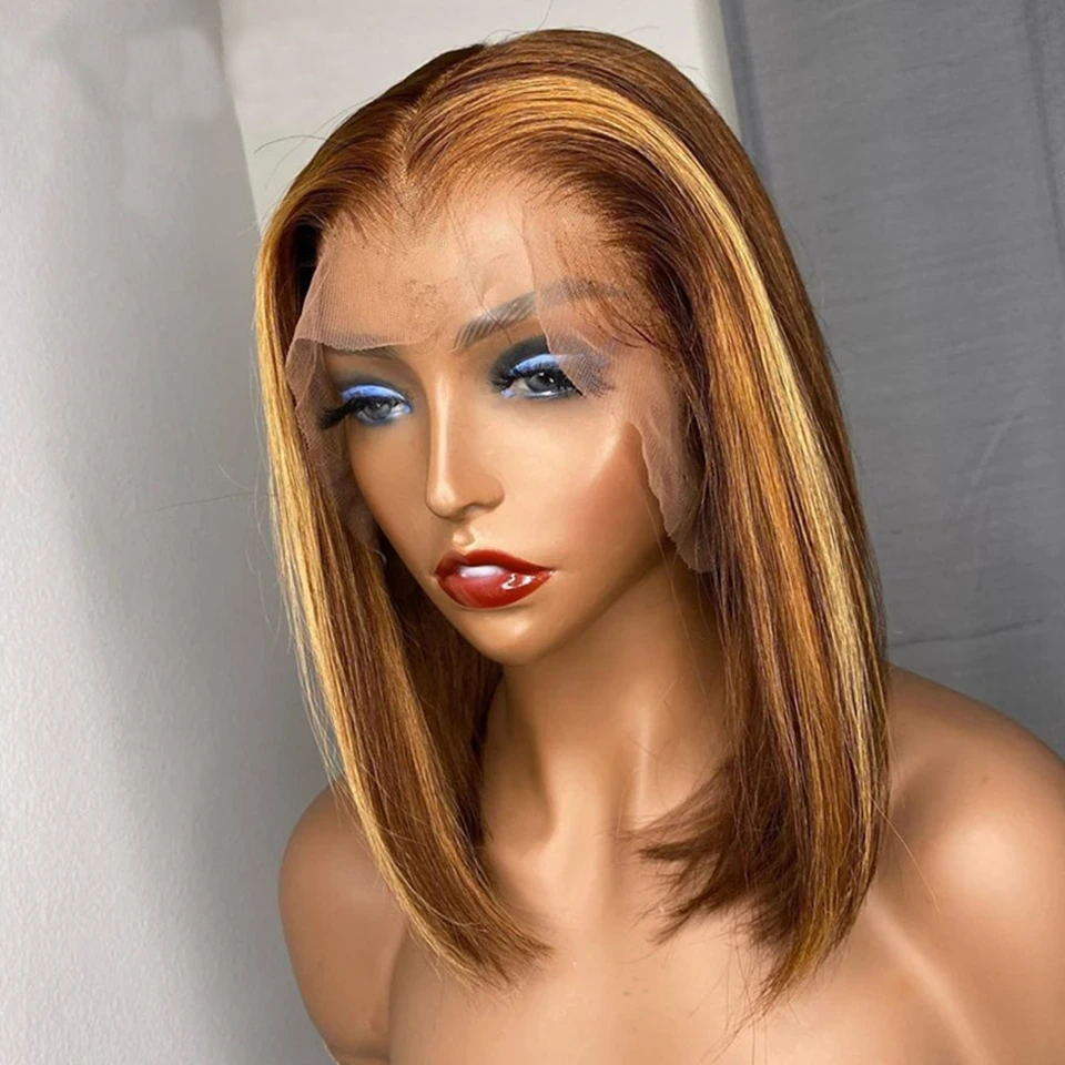 Wholesale HD Transparent for Lace Front Wig Natural Straight Brazilian Hair Highlighted 150% Density Long Length All Colors
