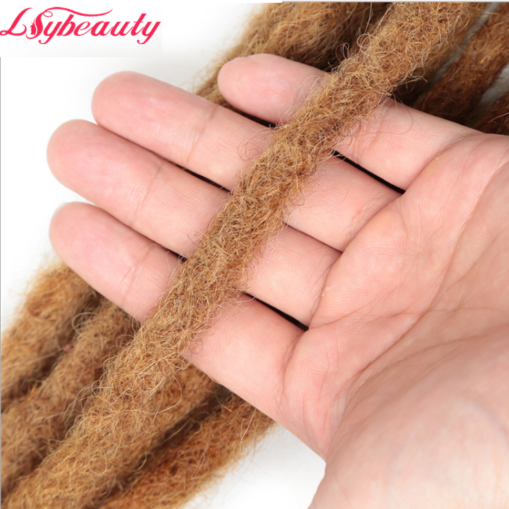 100% Handmade Brazilian Hair Dreadlock Extensions Dirty Blonde Locs for Men Women Hippie Afro Crochet Braiding Dreads Hair