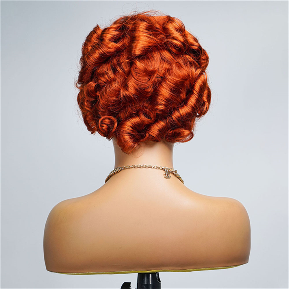 Rose Curly Wig Bangs 250% Virgin Brazilian Cut Full for Lace Front Transparent Glueless Loose Wave Short Bob Wigs