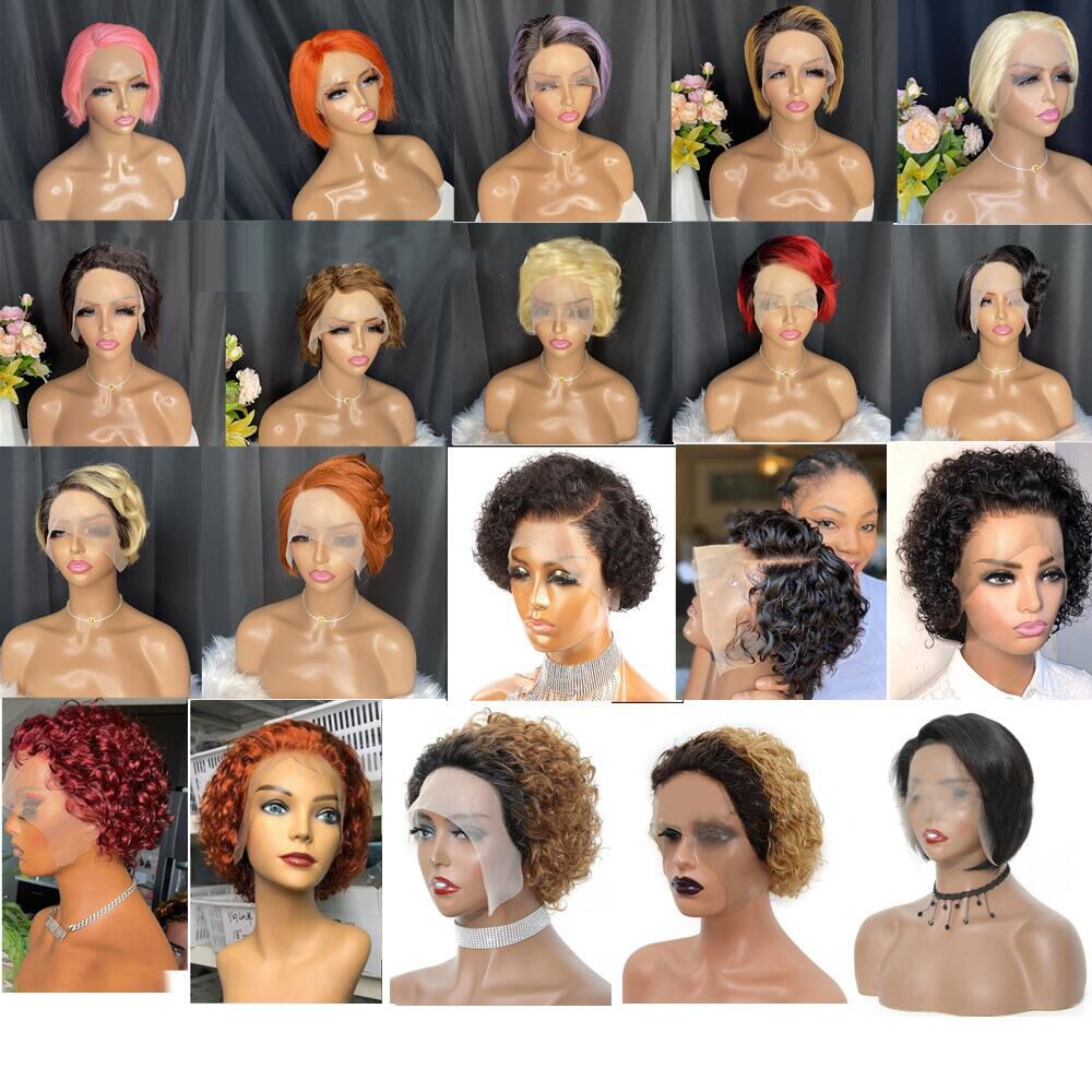 Rose Curly Wig Bangs 250% Virgin Brazilian Cut Full for Lace Front Transparent Glueless Loose Wave Short Bob Wigs
