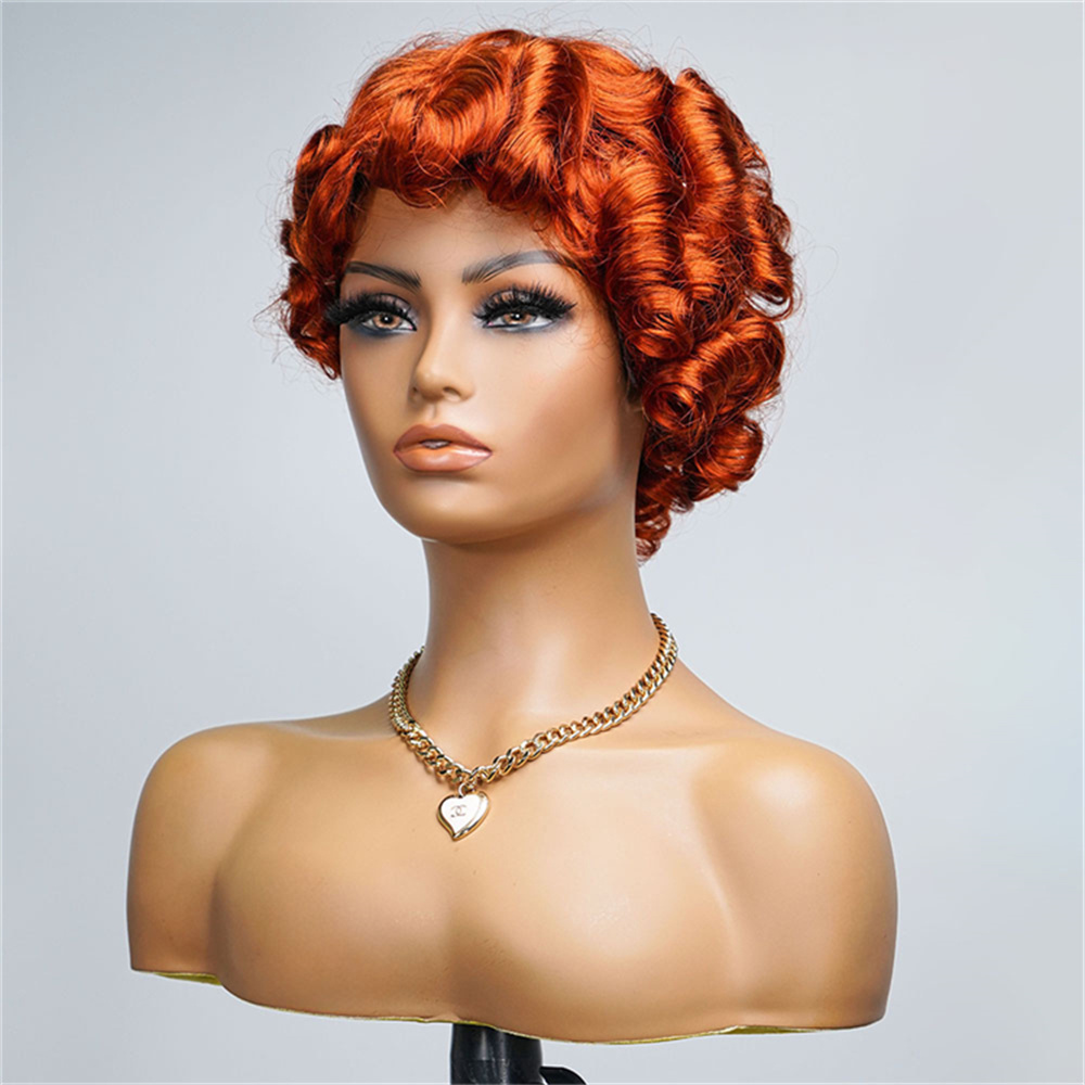 Rose Curly Wig Bangs 250% Virgin Brazilian Cut Full for Lace Front Transparent Glueless Loose Wave Short Bob Wigs