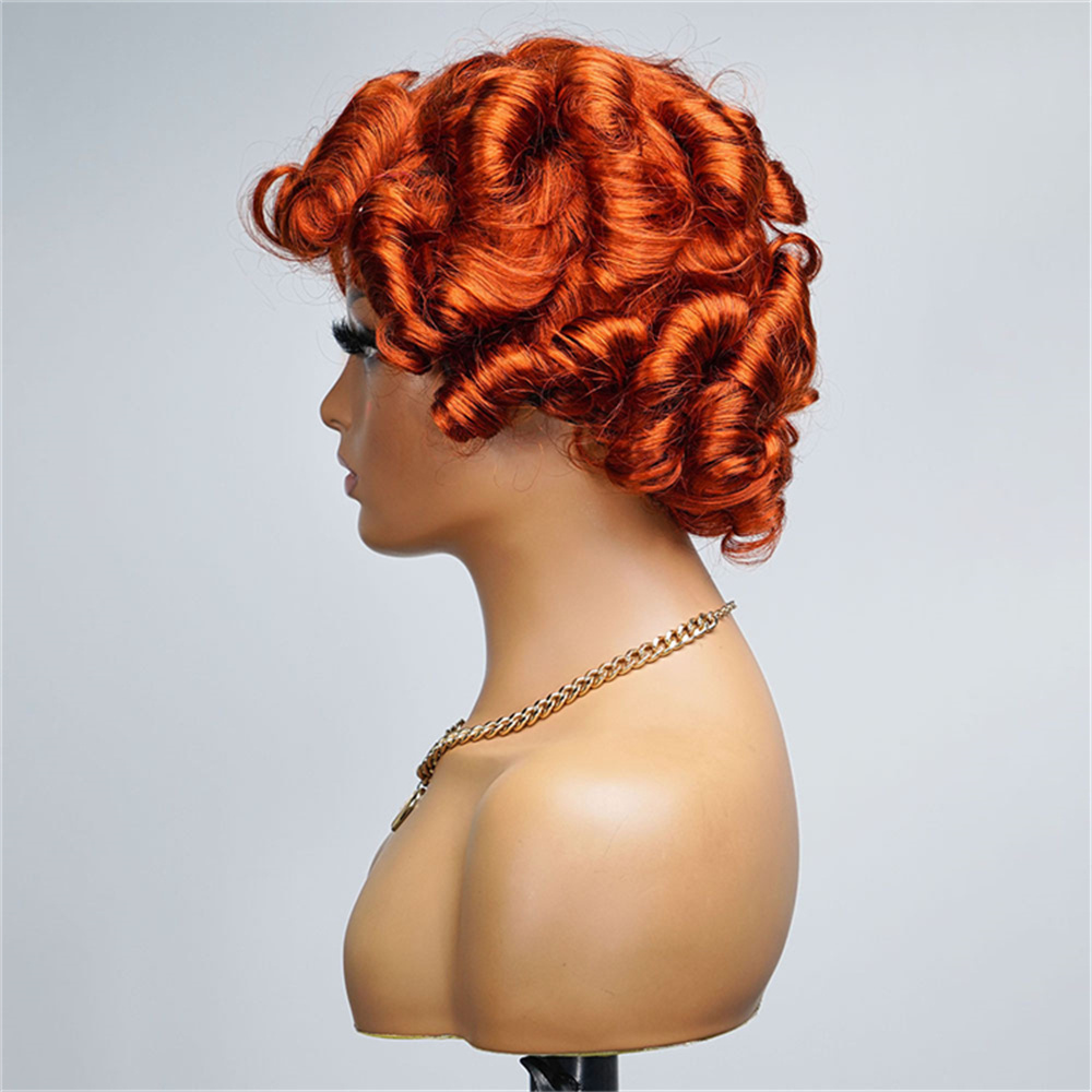 Rose Curly Wig Bangs 250% Virgin Brazilian Cut Full for Lace Front Transparent Glueless Loose Wave Short Bob Wigs