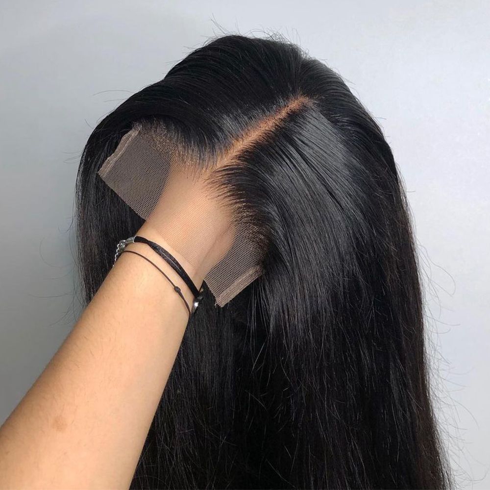 Raw Indian Hair Wig 40 Inch Curly Silk Straight Full Lace Human Hair Wig 180 Density 13X6 Lace Front Wig for Black Women