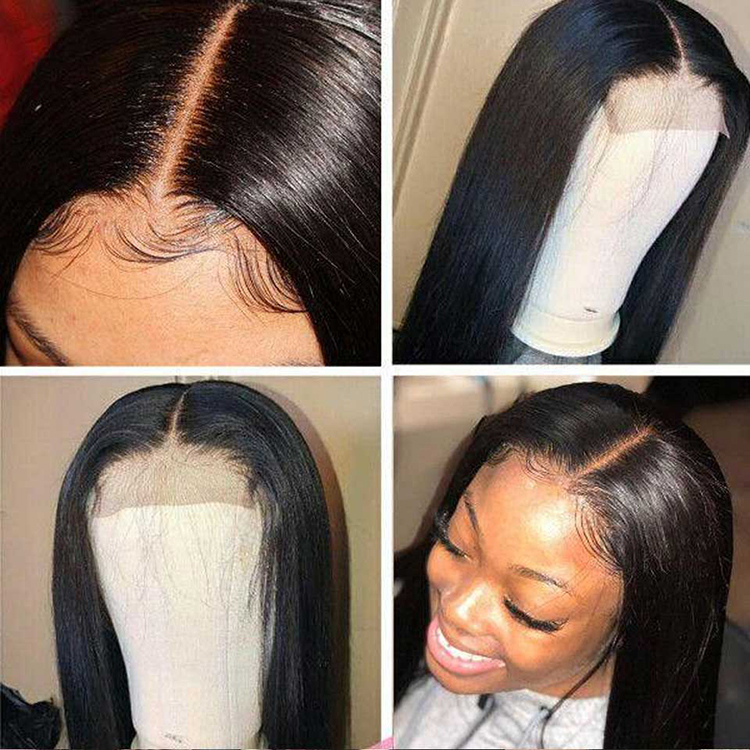 Raw Indian Hair Wig 40 Inch Curly Silk Straight Full Lace Human Hair Wig 180 Density 13X6 Lace Front Wig for Black Women