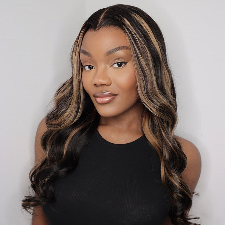 Highlight Wear&Go Pre-Cut 5x6 Lace Front Wig Body Waves Raw Indian Human Hair Glueless Frontal for Black Women Long Length