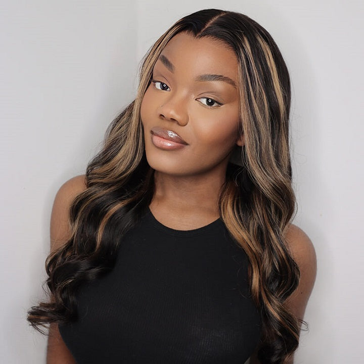 Highlight Wear&Go Pre-Cut 5x6 Lace Front Wig Body Waves Raw Indian Human Hair Glueless Frontal for Black Women Long Length
