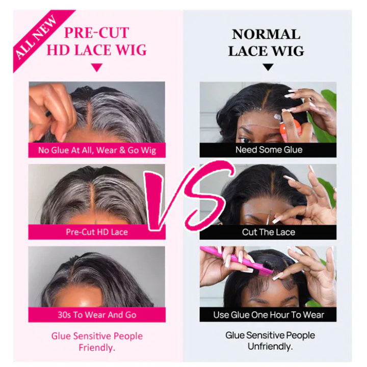 Highlight Wear&Go Pre-Cut 5x6 Lace Front Wig Body Waves Raw Indian Human Hair Glueless Frontal for Black Women Long Length