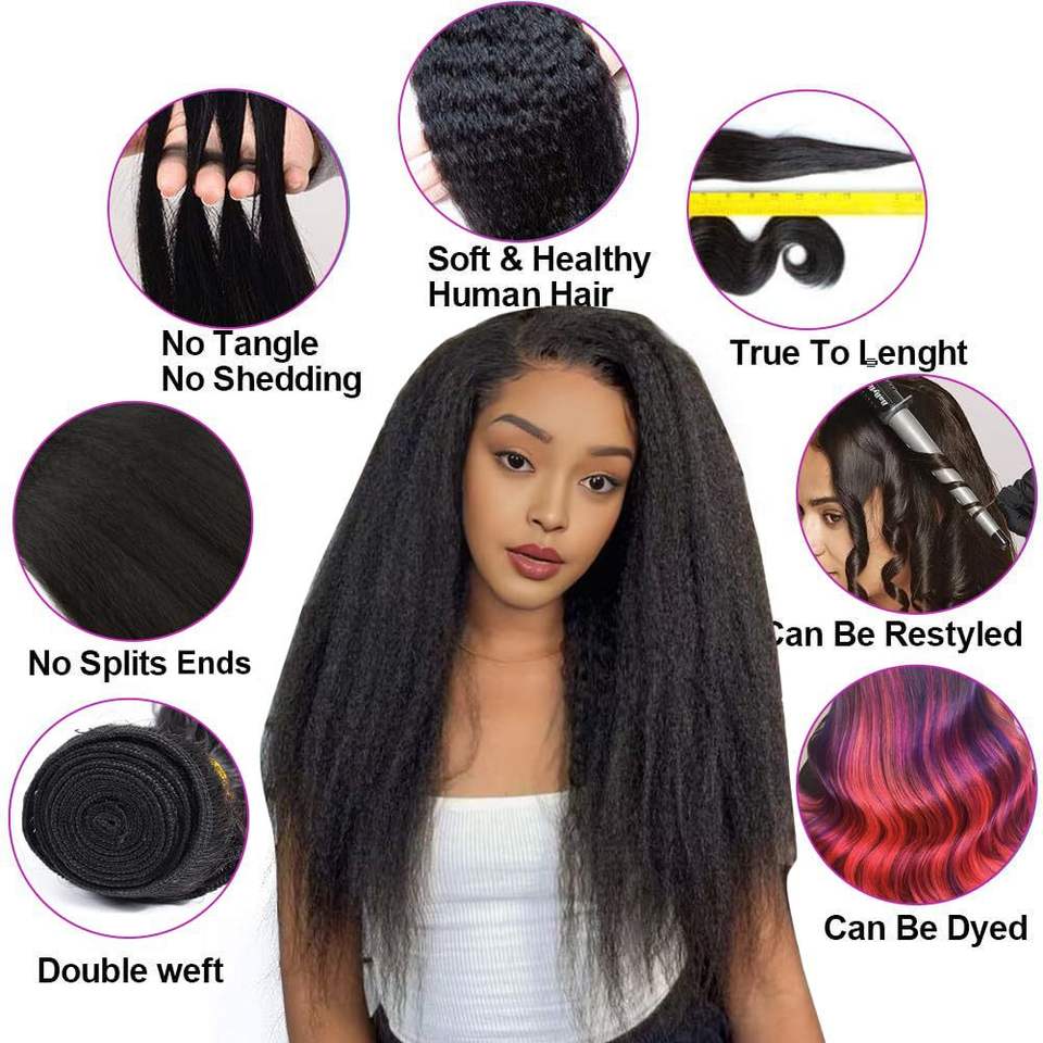 European & American Human Hair Lace Front Wig, Kinky Straight Bundles, Bulk Wholesale Ready to Ship